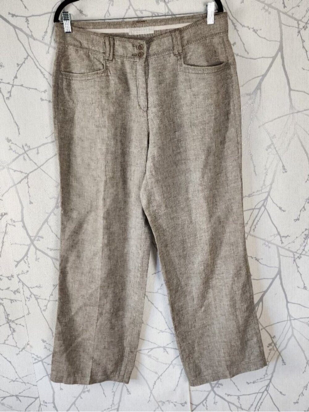 Brax Beige 100% Linen Farina Wide Leg Trousers
